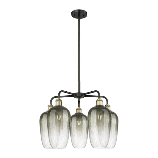 Innovations Brookhaven Flute 26in 5-Light Chandelier | Industrial Black Antique Brass and Slate Glass | Dining Room & Living | Model 516-5CR-BAB-G484-7SL
