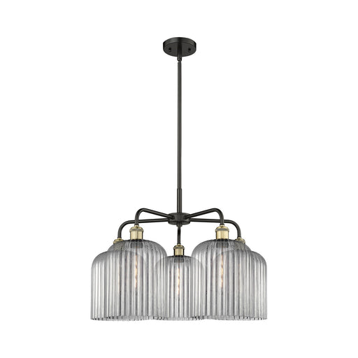 Innovations Bridal Veil 23in 5-Light Chandelier | Industrial Black Antique Brass and Light Smoke Ribbed Glass | Dining Room & | Model 516-5CR-BAB-G559-8SM