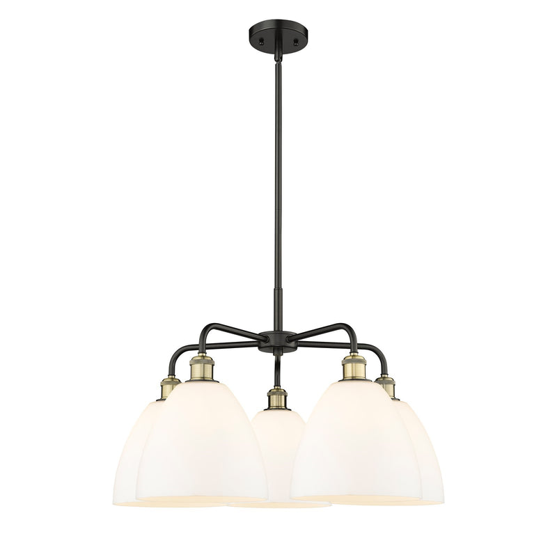 Innovations Bristol 27in 5-Light Chandelier | Industrial Black Antique Brass and Matte White Glass | Dining Room & Living Room | Model 516-5CR-BAB-GBD-91