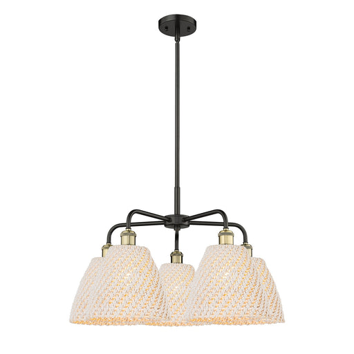 Innovations Bristol Natural 28in 5-Light Chandelier | Industrial Black Antique Brass and Natural Fiber Dome Shade | Dining | Model 516-5CR-BAB-NBD-9-NAT