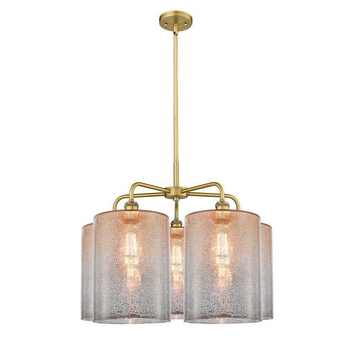 Innovations Cobbleskill 28in 5-Light Chandelier | Industrial Brushed Brass Steel and Mercury Glass | Dining Room & Living Room | Model 516-5CR-BB-G116-L