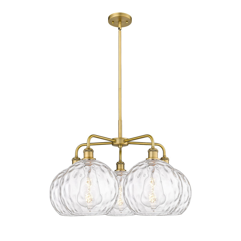 Innovations Athens Water Glass 28in 5-Light Chandelier | Industrial Brushed Brass and Clear Water Glass | Dining Room & Living | Model 516-5CR-BB-G1215-10