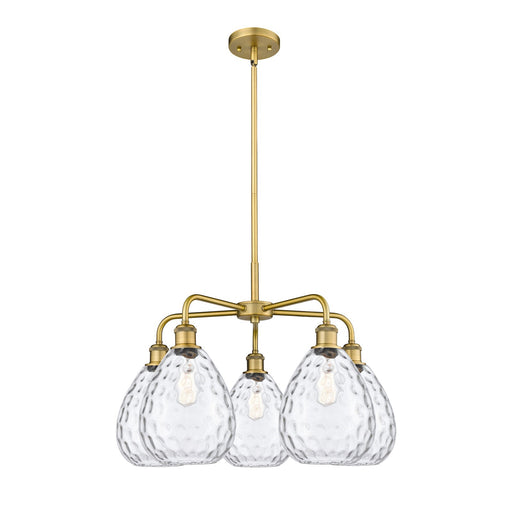 Innovations Waverly 26in 5-Light Chandelier | Industrial Brushed Brass and Clear Glass | Dining Room & Kitchen Island | 26 x 26 x | Model 516-5CR-BB-G372