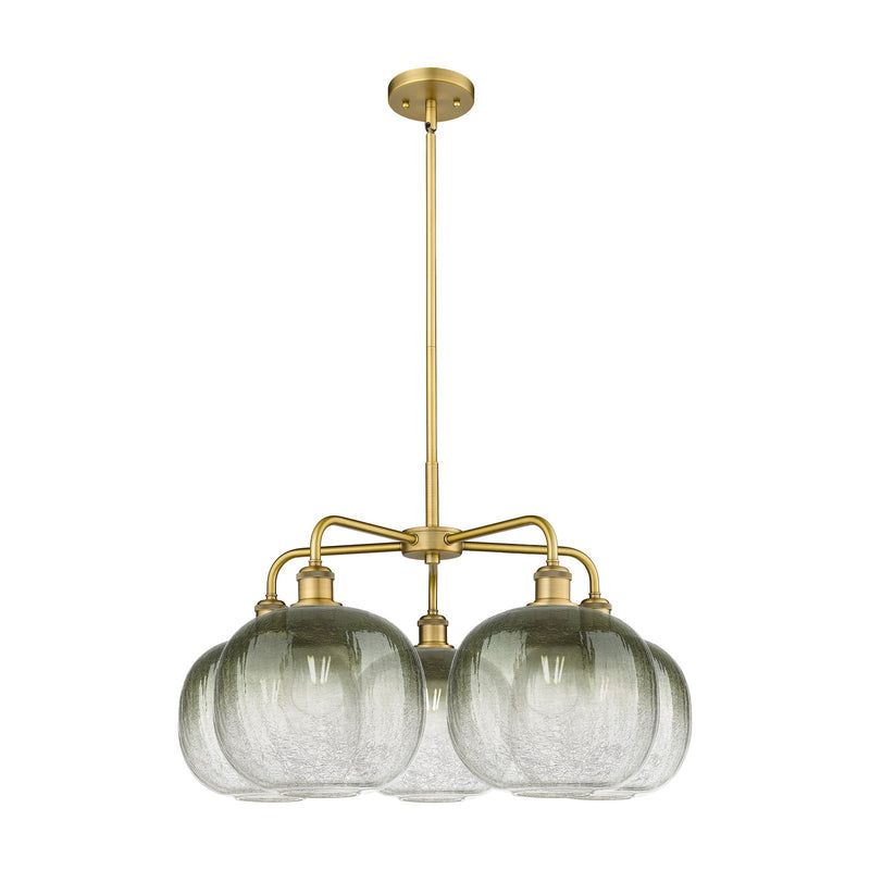Innovations Brookhaven Sphere 29in 5-Light Chandelier | Industrial Brushed Brass Steel and Slate Glass | Kitchen Island & | Model 516-5CR-BB-G481-10SL