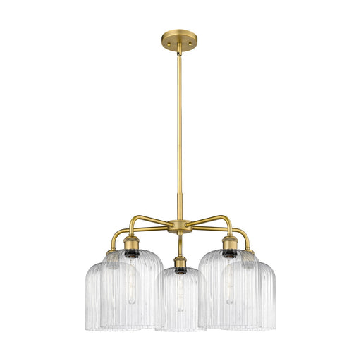 Innovations Bridal Veil 23in 5-Light Chandelier | Art Nouveau Brushed Brass and Seedy Ribbed Glass | Dining Room & Living | Model 516-5CR-BB-G559-8SDY