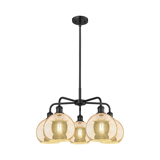 Innovations Athens 26in 5-Light Chandelier | Industrial Matte Black Steel and Mercury Glass | Dining Room & Living Room | 26 x | Model 516-5CR-BK-G128-8