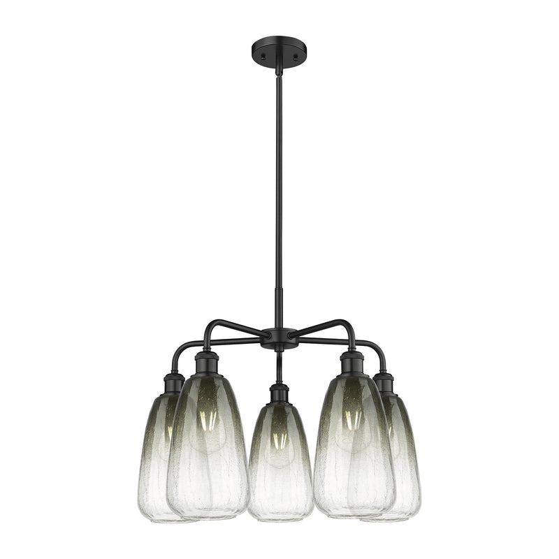 Innovations Brookhaven Almond 25in 5-Light Chandelier | Industrial Matte Black Steel and Slate Glass | Kitchen Island & Dining | Model 516-5CR-BK-G480-6SL