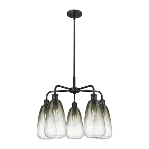 Innovations Brookhaven Almond 25in 5-Light Chandelier | Industrial Matte Black Steel and Slate Glass | Kitchen Island & Dining | Model 516-5CR-BK-G480-6SL
