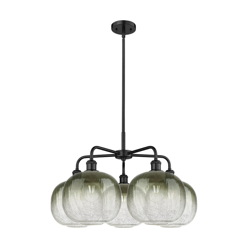 Innovations Brookhaven Sphere 29in 5-Light Chandelier | Industrial Matte Black Steel and Slate Glass | Dining Room & Living | Model 516-5CR-BK-G481-10SL