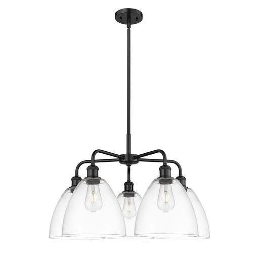 Innovations Bristol 27in 5-Light Chandelier | Industrial Matte Black Steel and Clear Glass | Dining Room & Living Room | 27 x 27 | Model 516-5CR-BK-GBD-92