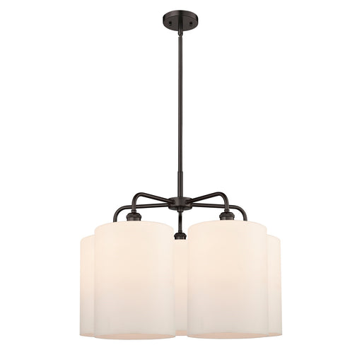 Innovations Cobbleskill 28in 5-Light Chandelier | Industrial Oil Rubbed Bronze and Matte White Glass | Kitchen Island & Dining | Model 516-5CR-OB-G111-L