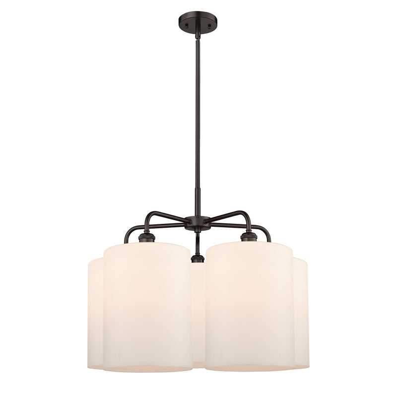 Innovations Cobbleskill 28in 5-Light Chandelier | Industrial Oil Rubbed Bronze and Matte White Glass | Kitchen Island & Dining | Model 516-5CR-OB-G111-L