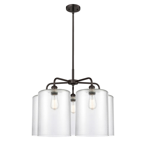 Innovations Cobbleskill 28in 5-Light Chandelier | Industrial Oil Rubbed Bronze Steel and Clear Glass | Dining Room & Living Room | Model 516-5CR-OB-G112-L