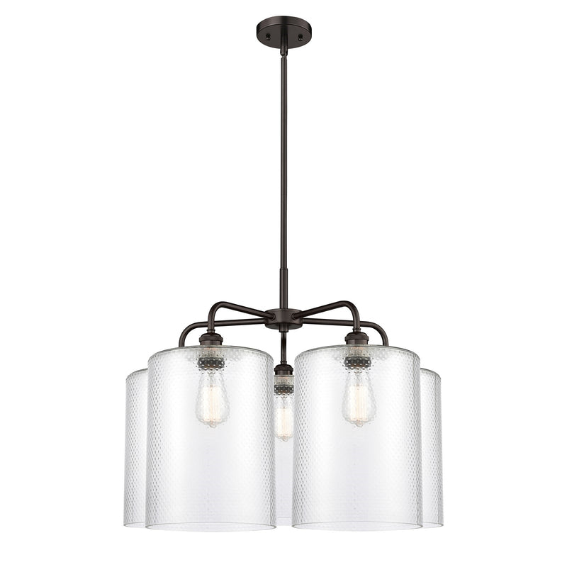 Innovations Cobbleskill 28in 5-Light Chandelier | Industrial Oil Rubbed Bronze Steel and Clear Glass | Dining Room & Living Room | Model 516-5CR-OB-G112-L