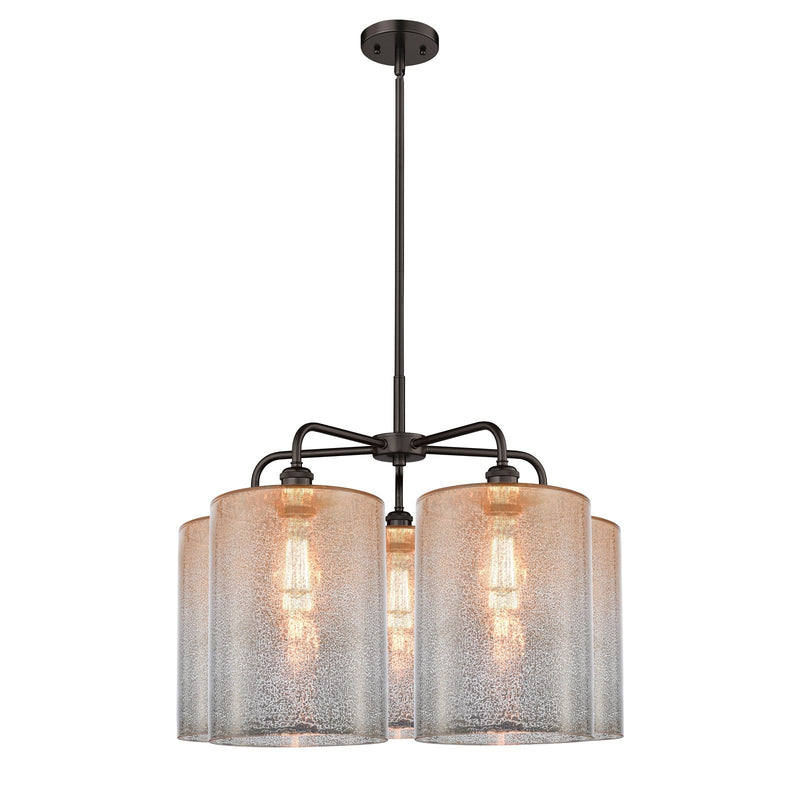 Innovations Cobbleskill 28in 5-Light Chandelier | Industrial Oil Rubbed Bronze Steel and Mercury Glass Drum Shade | Dining Room | Model 516-5CR-OB-G116-L