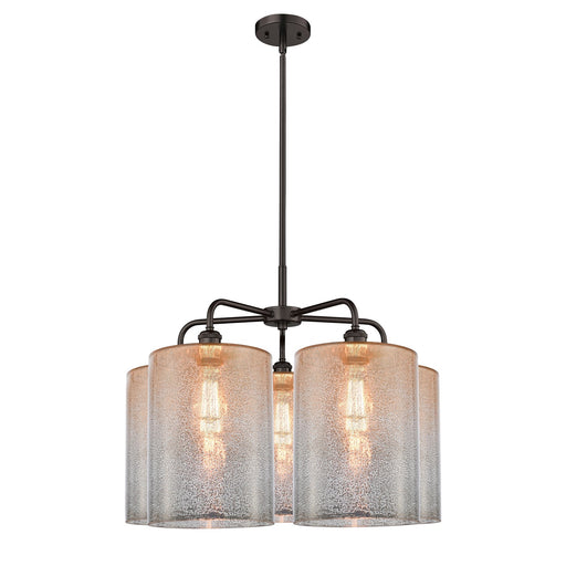 Innovations Cobbleskill 28in 5-Light Chandelier | Industrial Oil Rubbed Bronze Steel and Mercury Glass Drum Shade | Dining Room | Model 516-5CR-OB-G116-L