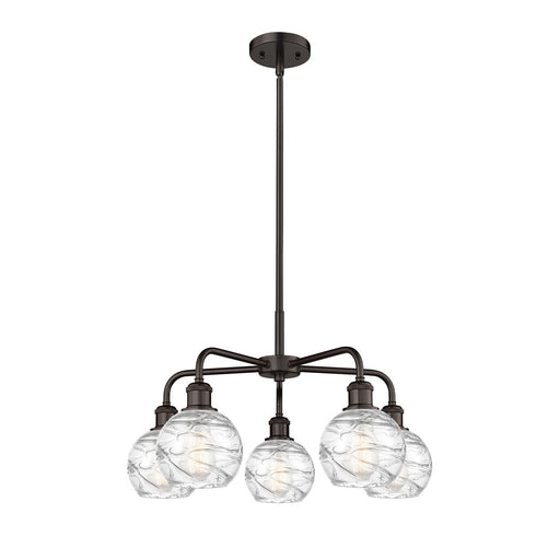 Innovations Athens Deco Swirl 24in 5-Light Chandelier | Industrial Oil Rubbed Bronze Steel and Clear Deco Swirl Glass | Model 516-5CR-OB-G1213-6CL