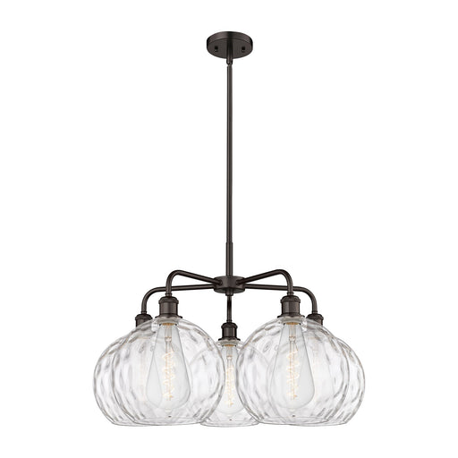 Innovations Athens Water Glass 28in 5-Light Chandelier | Industrial Oil Rubbed Bronze and Clear Glass | Dining Room & Living | Model 516-5CR-OB-G1215-10