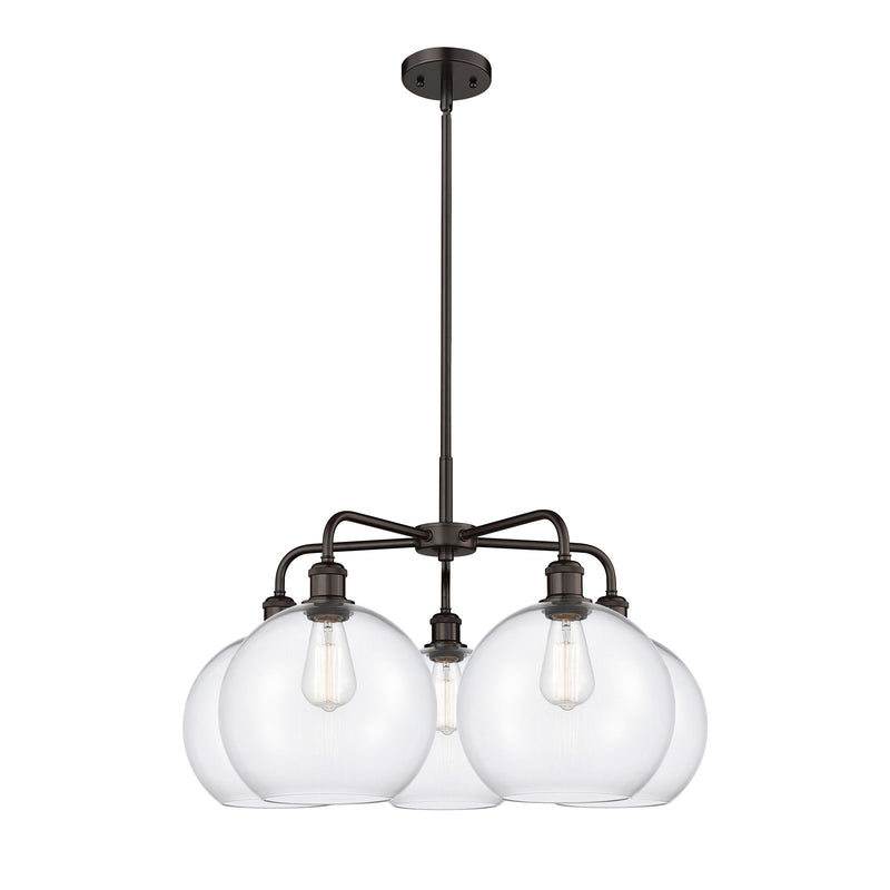 Innovations Athens 28in 5-Light Chandelier | Industrial Oil Rubbed Bronze Steel and Clear Glass | Dining Room & Living Room | Model 516-5CR-OB-G122-10