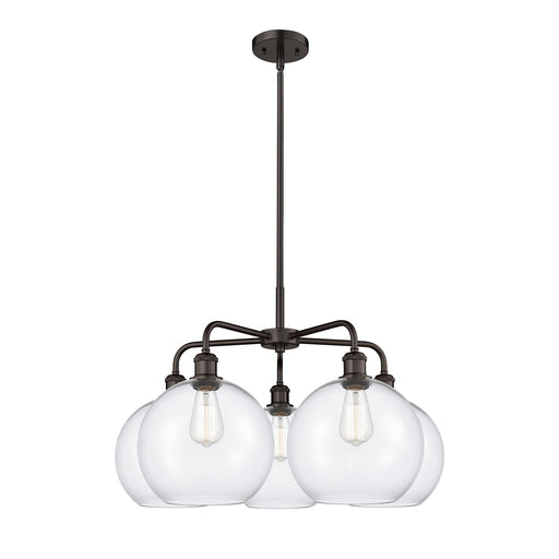 Innovations Athens 28in 5-Light Chandelier | Industrial Oil Rubbed Bronze Steel and Clear Glass | Dining Room & Living Room | Model 516-5CR-OB-G122-10
