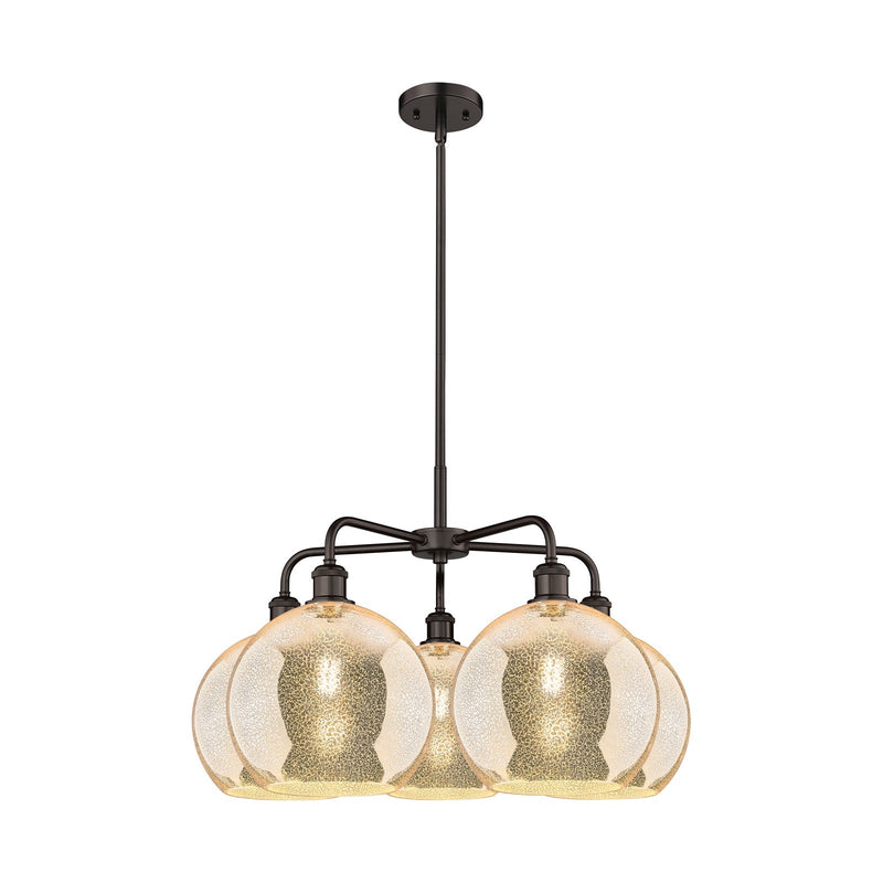Innovations Athens 28in 5-Light Chandelier | Industrial Oil Rubbed Bronze Steel and Mercury Glass | Dining Room & Living Room | Model 516-5CR-OB-G128-10