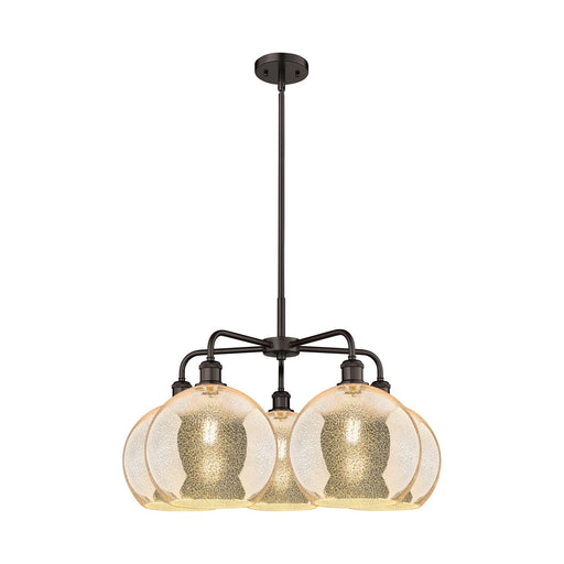 Innovations Athens 28in 5-Light Chandelier | Industrial Oil Rubbed Bronze Steel and Mercury Glass | Dining Room & Living Room | Model 516-5CR-OB-G128-10