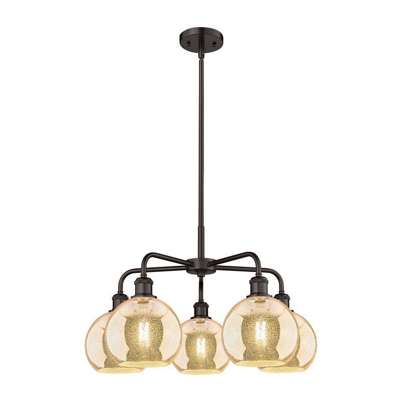 Innovations Athens 26in 5-Light Chandelier | Industrial Oil Rubbed Bronze Steel and Mercury Glass | Kitchen Island & Dining Room | Model 516-5CR-OB-G128-8