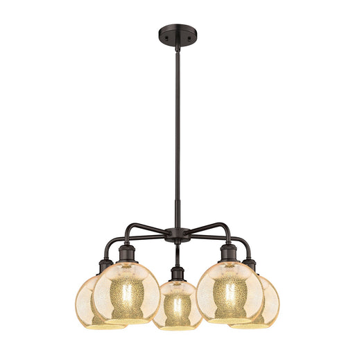 Innovations Athens 26in 5-Light Chandelier | Industrial Oil Rubbed Bronze Steel and Mercury Glass | Kitchen Island & Dining Room | Model 516-5CR-OB-G128-8