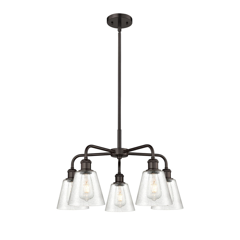 Innovations Caton 24.5in 5-Light Chandelier | Industrial Oil Rubbed Bronze Steel and Frosted Glass | Dining Room & Living Room | Model 516-5CR-OB-G454