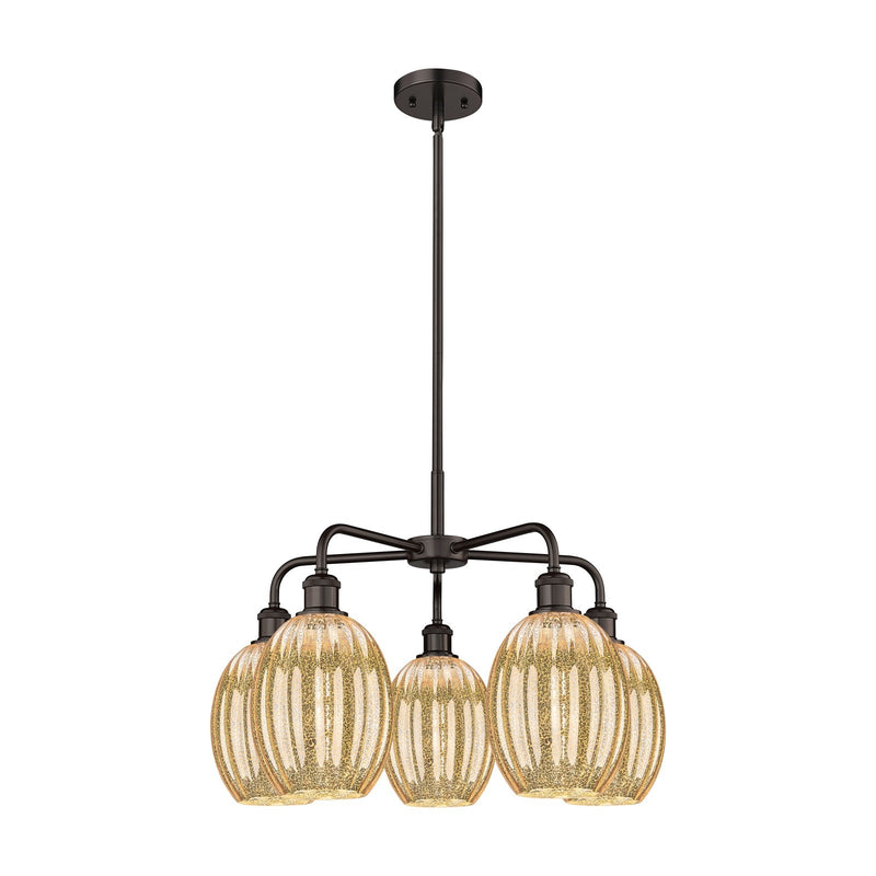 Innovations Preston Bulb 25in 5-Light Chandelier | Industrial Oil Rubbed Bronze Steel and Mercury Glass | Dining Room & Living | Model 516-5CR-OB-G459-6ME