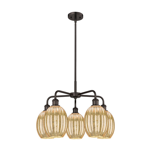 Innovations Preston Bulb 25in 5-Light Chandelier | Industrial Oil Rubbed Bronze Steel and Mercury Glass | Dining Room & Living | Model 516-5CR-OB-G459-6ME