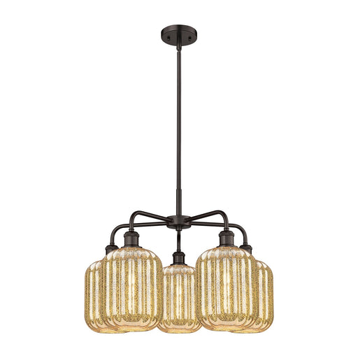 Innovations Preston Cylinder 25in 5-Light Chandelier | Industrial Oil Rubbed Bronze Steel and Mercury Glass | Dining Room & | Model 516-5CR-OB-G460-7ME