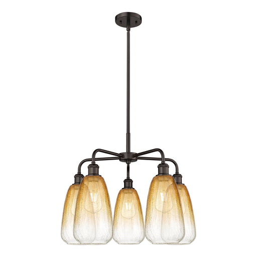 Innovations Brookhaven Almond 25in 5-Light Chandelier | Industrial Oil Rubbed Bronze Steel and Amber Glass | Dining Room & | Model 516-5CR-OB-G480-6AM
