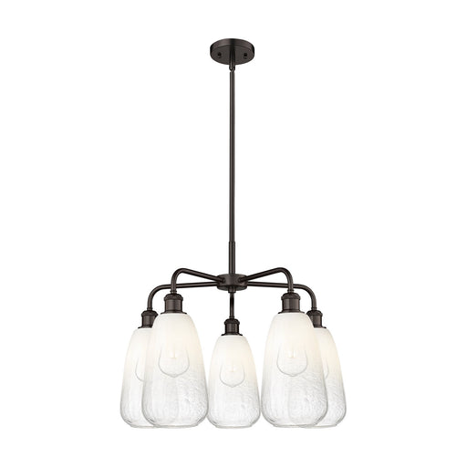 Innovations Brookhaven Almond 25in 5-Light Chandelier | Industrial Oil Rubbed Bronze Steel and Opal Glass | Kitchen Island & | Model 516-5CR-OB-G480-6OP