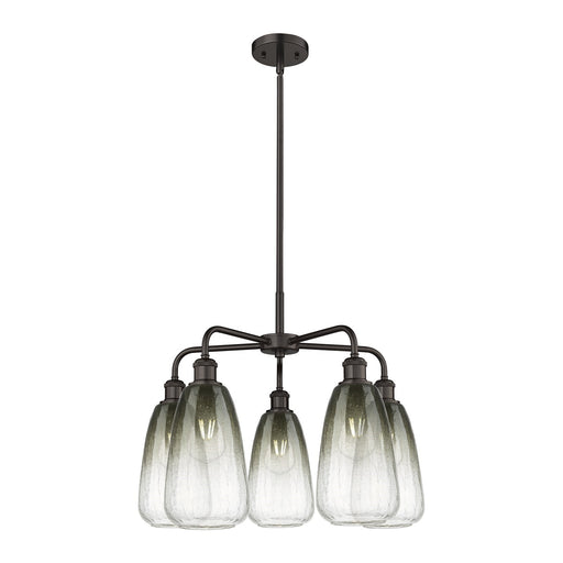 Innovations Brookhaven Almond 25in 5-Light Chandelier | Industrial Oil Rubbed Bronze and Slate Glass | Kitchen Island & Dining | Model 516-5CR-OB-G480-6SL