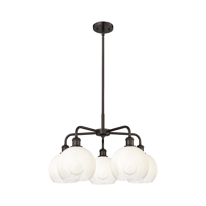 Innovations Brookhaven Globe 26in 5-Light Chandelier | Industrial Oil Rubbed Bronze Steel and Opal Glass | Damp Rated Dining | Model 516-5CR-OB-G483-8OP