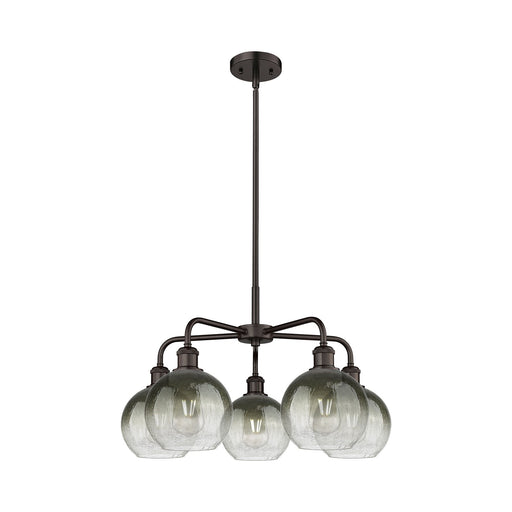 Innovations Brookhaven Globe 26in 5-Light Chandelier | Industrial Oil Rubbed Bronze Steel and Slate Glass | Dining Room & | Model 516-5CR-OB-G483-8SL