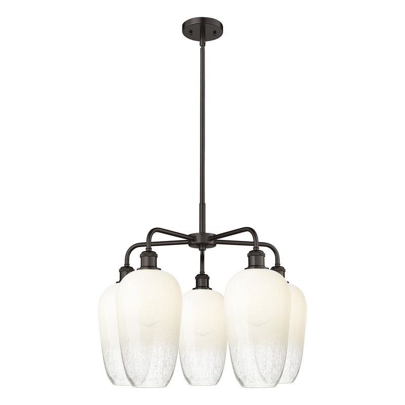 Innovations Brookhaven Flute 26in 5-Light Chandelier | Industrial Oil Rubbed Bronze Steel and Opal Glass | Dining Room & | Model 516-5CR-OB-G484-7OP