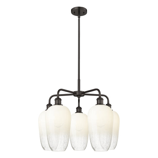Innovations Brookhaven Flute 26in 5-Light Chandelier | Industrial Oil Rubbed Bronze Steel and Opal Glass | Dining Room & | Model 516-5CR-OB-G484-7OP