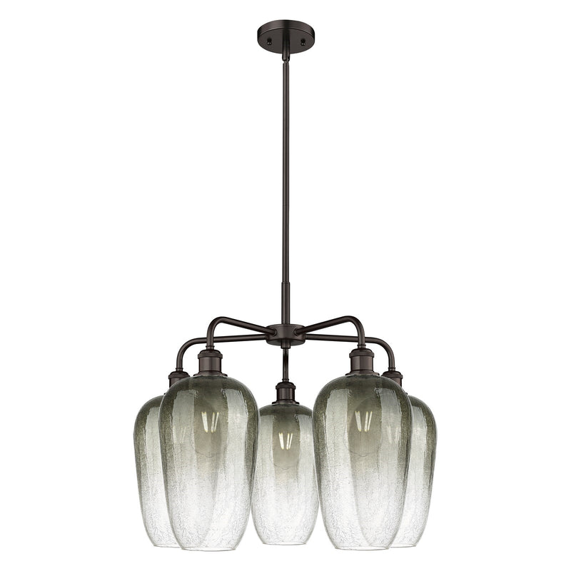 Innovations Brookhaven Flute 26in 5-Light Chandelier | Industrial Oil Rubbed Bronze Steel and Slate Glass | Dining Room & | Model 516-5CR-OB-G484-7SL