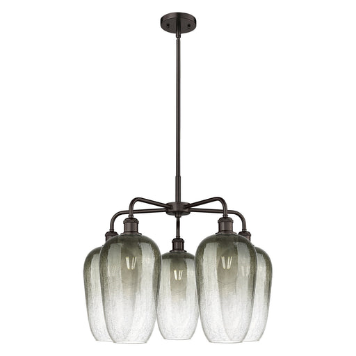 Innovations Brookhaven Flute 26in 5-Light Chandelier | Industrial Oil Rubbed Bronze Steel and Slate Glass | Dining Room & | Model 516-5CR-OB-G484-7SL