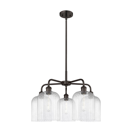 Innovations Bridal Veil 23in 5-Light Chandelier | Art Nouveau Industrial Oil Rubbed Bronze and Clear Ribbed Glass | Dining | Model 516-5CR-OB-G559-8CL
