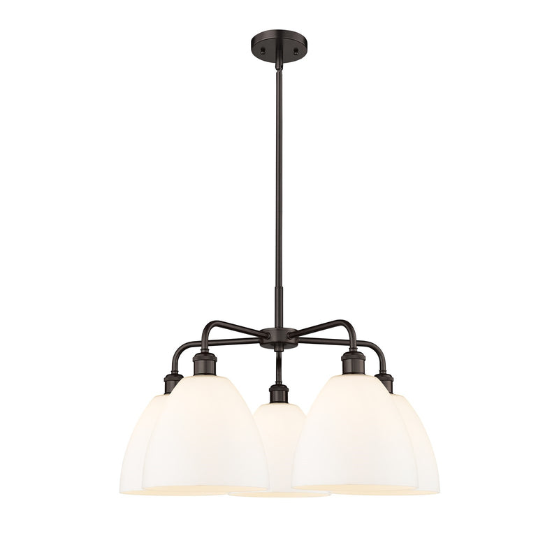 Innovations Bristol 27in 5-Light Chandelier | Industrial Oil Rubbed Bronze Steel and Matte White Glass | Kitchen Island & Dining | Model 516-5CR-OB-GBD-91