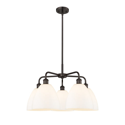 Innovations Bristol 27in 5-Light Chandelier | Industrial Oil Rubbed Bronze Steel and Matte White Glass | Kitchen Island & Dining | Model 516-5CR-OB-GBD-91