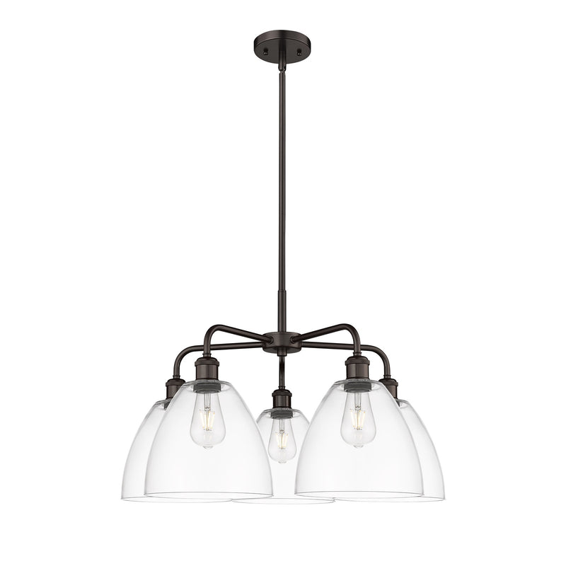 Innovations Bristol 27in 5-Light Chandelier | Industrial Oil Rubbed Bronze Steel and Clear Glass | Dining Room & Living Room | Model 516-5CR-OB-GBD-92