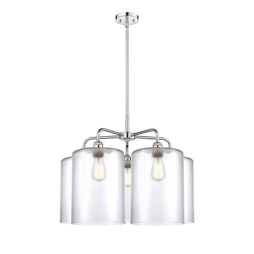 Innovations Cobbleskill 28in 5-Light Chandelier | Industrial Polished Chrome and Clear Glass | Dining Room & Living Room | 27.5 | Model 516-5CR-PC-G112-L