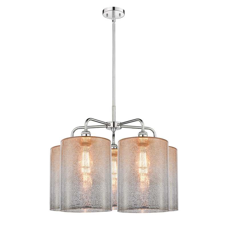 Innovations Cobbleskill 28in 5-Light Chandelier | Industrial Polished Chrome and Mercury Glass | Kitchen Island & Dining Room | Model 516-5CR-PC-G116-L