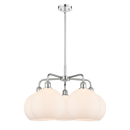 Innovations Athens 28in 5-Light Chandelier | Industrial Polished Chrome and Matte White Glass | Kitchen Island & Dining Room | Model 516-5CR-PC-G121-10