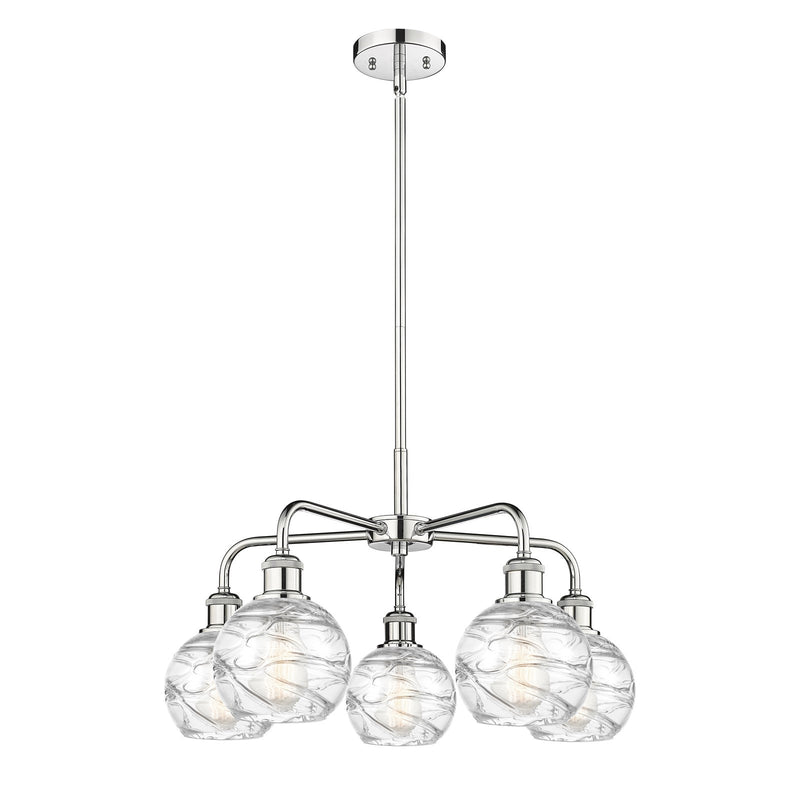 Innovations Athens Deco Swirl 24in 5-Light Chandelier | Industrial Polished Chrome and Clear Deco Swirl Glass | Dining Room & | Model 516-5CR-PC-G1213-6CL