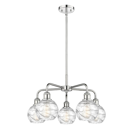 Innovations Athens Deco Swirl 24in 5-Light Chandelier | Industrial Polished Chrome and Clear Deco Swirl Glass | Dining Room & | Model 516-5CR-PC-G1213-6CL